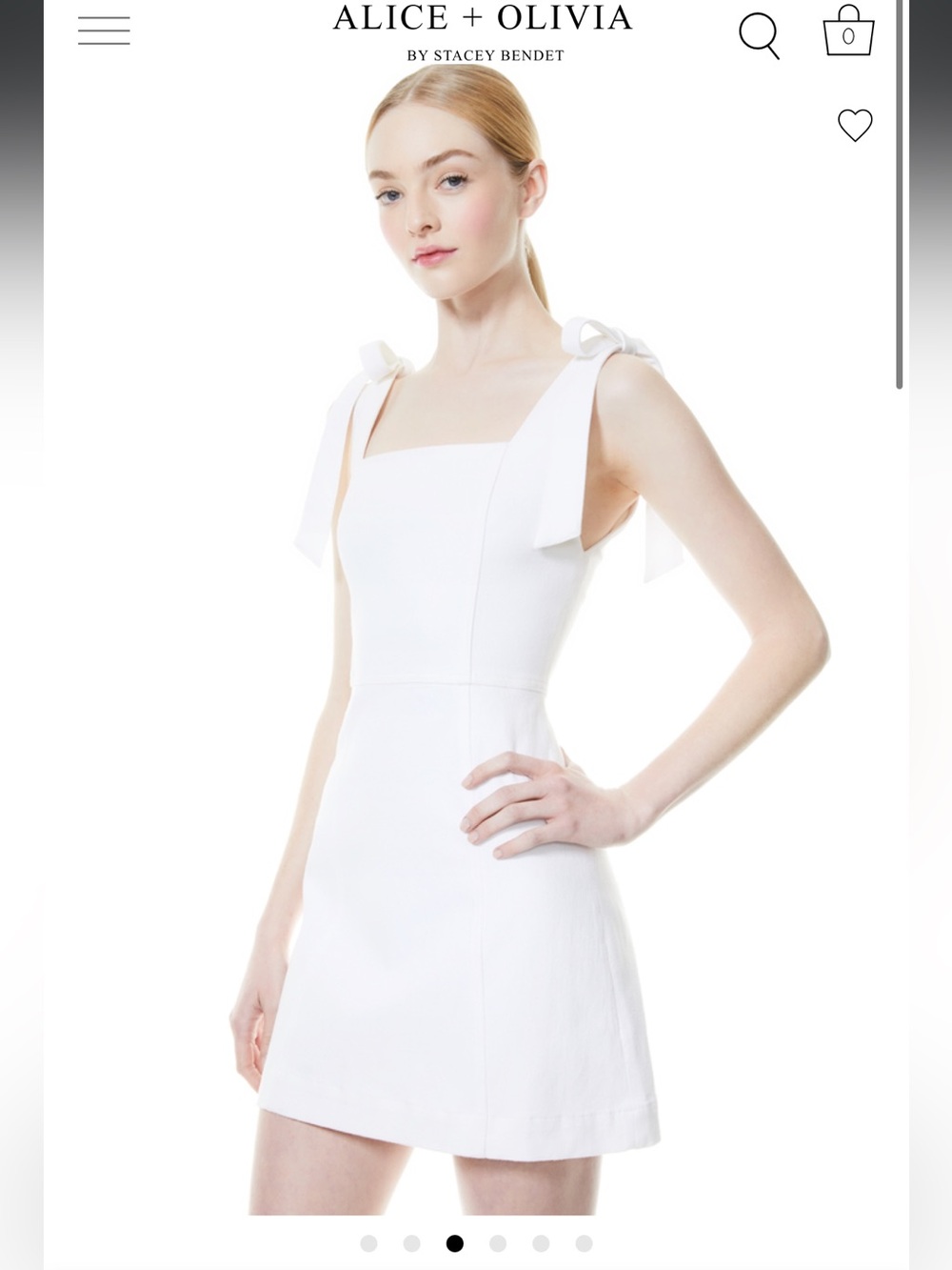 Alice & Olivia MARYANN TIE SHOULDER MINI DRESS
